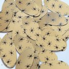 Oval Sequin 1.5" Black Spiders Print on Gold Metallic Couture Paillettes
