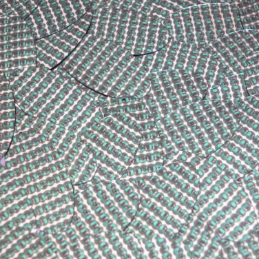 Oval Sequin 1.5" Green Silver Rocaille Seed Bead Print Metallic Paillettes