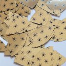 Fishscale Fin Sequin 1.5" Black Spiders Print on Gold Metallic Couture Paillette