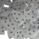 Fishscale Fin Sequin 1.5" Black Spiders Print on Silver Metallic Paillettes