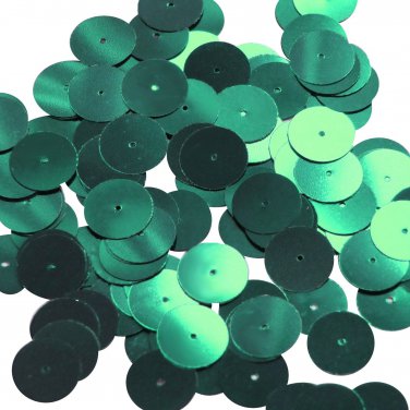 Round Sequin 15mm Emerald Green Metallic Couture Paillettes