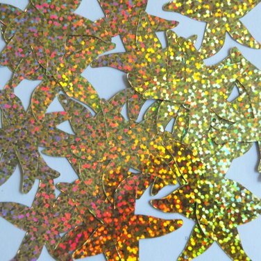Sequin Starfish 1.5" Gold Hologram Glitter Sparkle Metallic. Made in USA