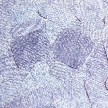 Sequin Square Diamond 1.5" Denim Blue Jean Fabric Effect Opaque