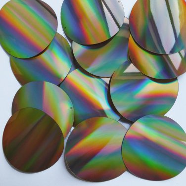 Sequin Round 60mm 2 hole Gold Lazersheen Reflective Metallic. Made in USA