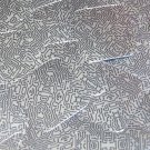 Sequin Square Diamond 1.5" Black Silver Circuit Board Tech Print Metallic