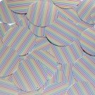 Sequin Round 1.5" Rainbow Pinstripe Print on Shiny Metallic