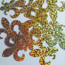 Sequin Fleur De Lis 1.5" Gold Hologram Glitter Sparkle Metallic. Made in USA