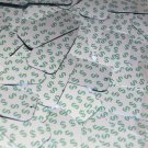 Sequin Rectangle 1.5" Green Dollar Sign Print Silver Metallic