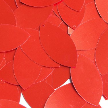 Red Metallic Shiny Navette Leaf 1.5" Couture Sequin Paillettes