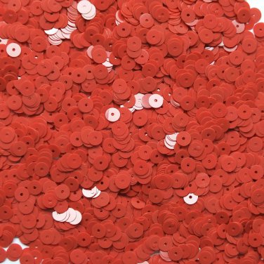 6mm Flat Loose Sequin Paillette Coral Red Opaque Glossy Made in USA