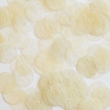 Round Sequin 15mm White Vanilla Silky Fiber Strand Fabric Couture Paillettes