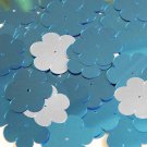 Flower Sequin 1" / 25mm Blue Silver Metallic Couture Paillettes