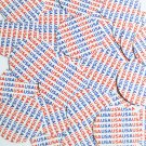 Sequin Round 1.5" USA Red Blue Patriotic White Print Opaque