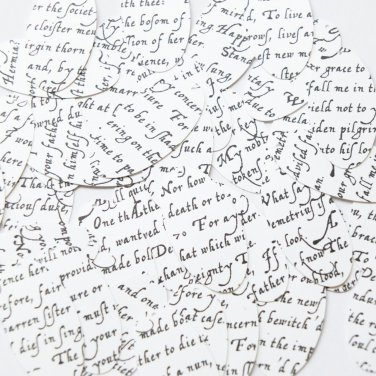 Sequin Oval 1.5" Black White Midsummer Night's Dream Shakespeare Script Opaque