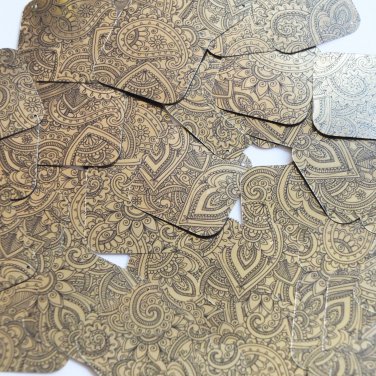 Sequin Square Diamond 1.5" Mehndi Print Pattern Black Gold Metallic