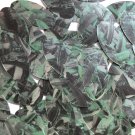 Sequin Oval 1.5" Green Silver Bird Feathers Print Metallic
