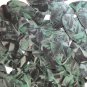 Sequin Oval 1.5" Green Silver Bird Feathers Print Metallic