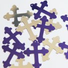 Sequin Fleurie Cross 1.5" Purple Silver Metallic Couture Paillettes. Made in USA
