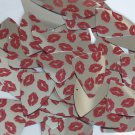 Fishscale Fin Sequin 1.5" Red Lips Kiss Lipstick Print Silver Metallic Paillette