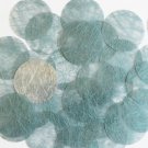 Round Sequin 40mm Aqua Blue Silky Fiber Strand Fabric Couture Paillettes