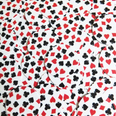 Round Sequin 30mm Playing Card Clubs Hearts Spades Diamonds White Opaque