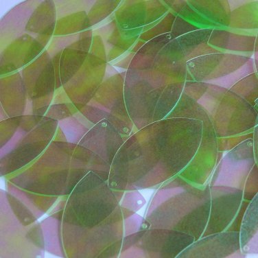 Lime Green Crystal Rainbow Iridescent Navette Leaf 1.5" Couture Sequin Paillette