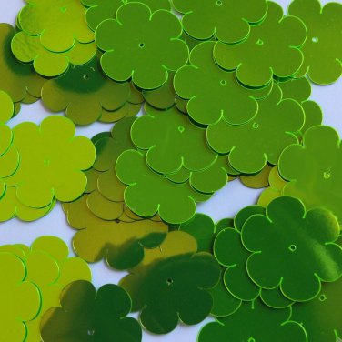 Sequin Flower 1" / 25mm Lime Green Metallic Fluorescent. Made in USA