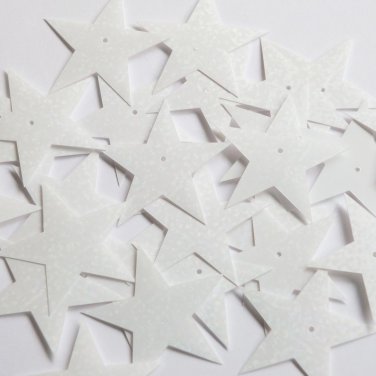 Star 5 Point Sequin 1.5" White Crystal Hologram Glitter Sparkle Paillettes