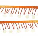 Orange Beaded Sequin Bugle Glass Bead Fringe Ribbon Trim 2" wide 3 yards