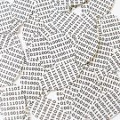 Sequin Navette Leaf 1.5" Black White Binary Tech Code Print Out Opaque