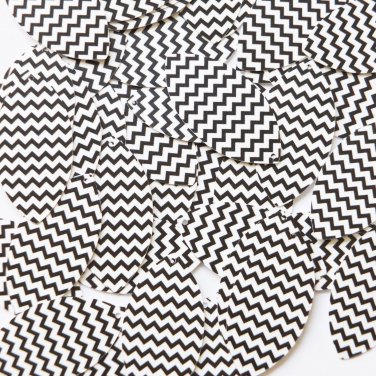 Sequin Navette Leaf 1.5" Black White Chevron Print Opaque
