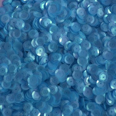 8mm Cup Sequins Satin Turquoise Blue Semi Opaque