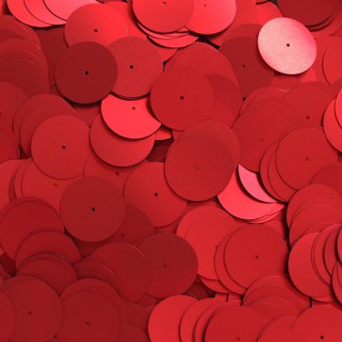 20mm Sequins Center Hole Red Matte Silk Frost. Made in USA