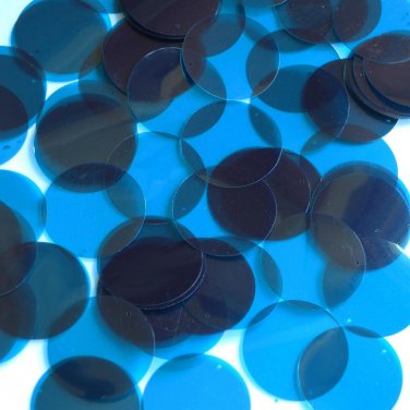 30mm Sequins Bright Capri Blue Transparent See-Thru. Made in USA