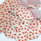 Sequin Long Diamond 1.75" Sweet Hearts Print Red Silver Metallic
