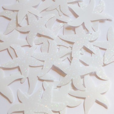 Starfish Sequin Top Hole 1.5" White Crystal Hologram Glitter Sparkle Paillettes