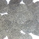 Sequin Round 30mm Mehndi Print Pattern Black Silver Metallic