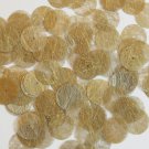 Round Sequin 15mm Gold Silky Fiber Strand Fabric Couture Paillettes