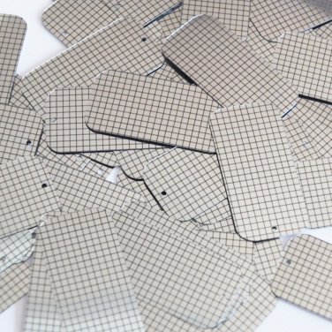 Sequin Rectangle 1.5" Black Silver Grid Check Squares Print Metallic