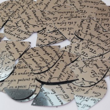 Sequin Teardrop 1.5" Black Silver Midsummer Night's Dream Shakespeare Script