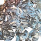 Sequin Teardrop 1.5" Blue Silver Bird Feathers Print Metallic