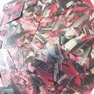 Sequin Long Diamond 1.75" Red Silver Bird Feathers Print Metallic