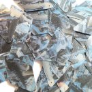 Sequin Long Diamond 1.75" Blue Silver Bird Feathers Print Metallic