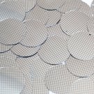 Sequin Round 30mm Black Silver Grid Check Squares Print Metallic