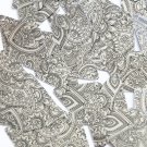 Sequin Long Diamond 1.75" Mehndi Print Pattern Black Silver Metallic