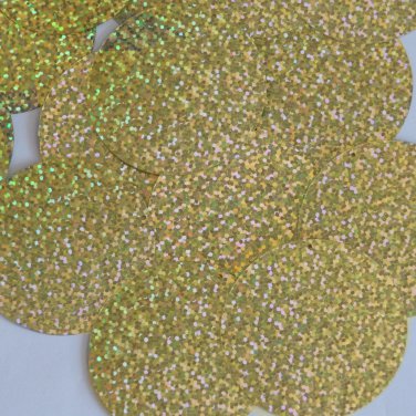 Sequin Round 50mm 2 hole Gold Hologram Glitter Sparkle Metallic. Made in USA