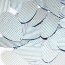 Sequin Oval 1.5" Aqua Silver Pinstripe Pattern Metallic Couture Paillettes