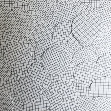 Sequin Round 30mm Black White Grid Check Squares Print Opaque