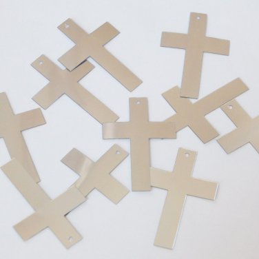 Sequin Simple Cross 1.5" Silver Metallic Couture Paillettes. Made in USA.