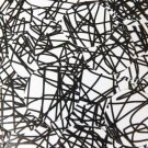 Sequin Round 30mm Black White Crazy Scribble Pattern Opaque